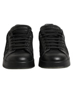 Dolce & Gabbana Black Floral Lace Low Top Sneaker Shoes
