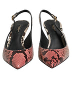 Dolce & Gabbana Multicolor Leather Heels Slingback  Shoes