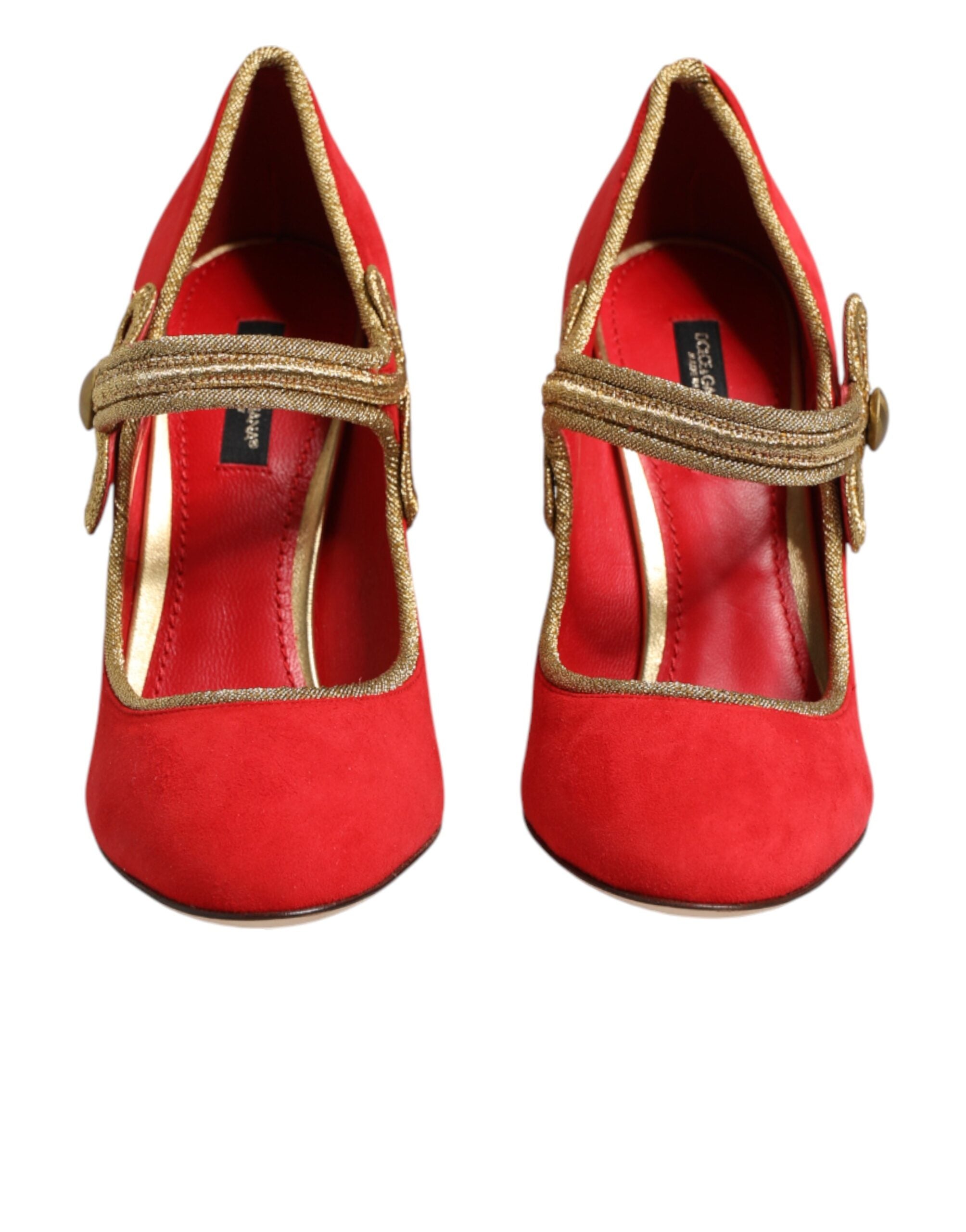 Dolce & Gabbana Red Embellished MARY JANES Pumps  Shoes