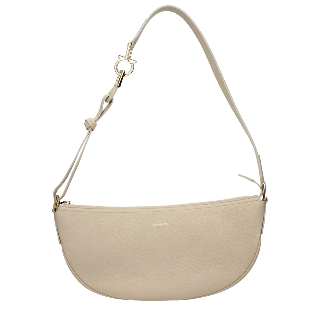 Salvatore Ferragamo Gray Leather Shoulder Bag