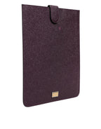 Dolce & Gabbana Dark Brown Leather Logo Plaque Cover Sleeve Tablet Case