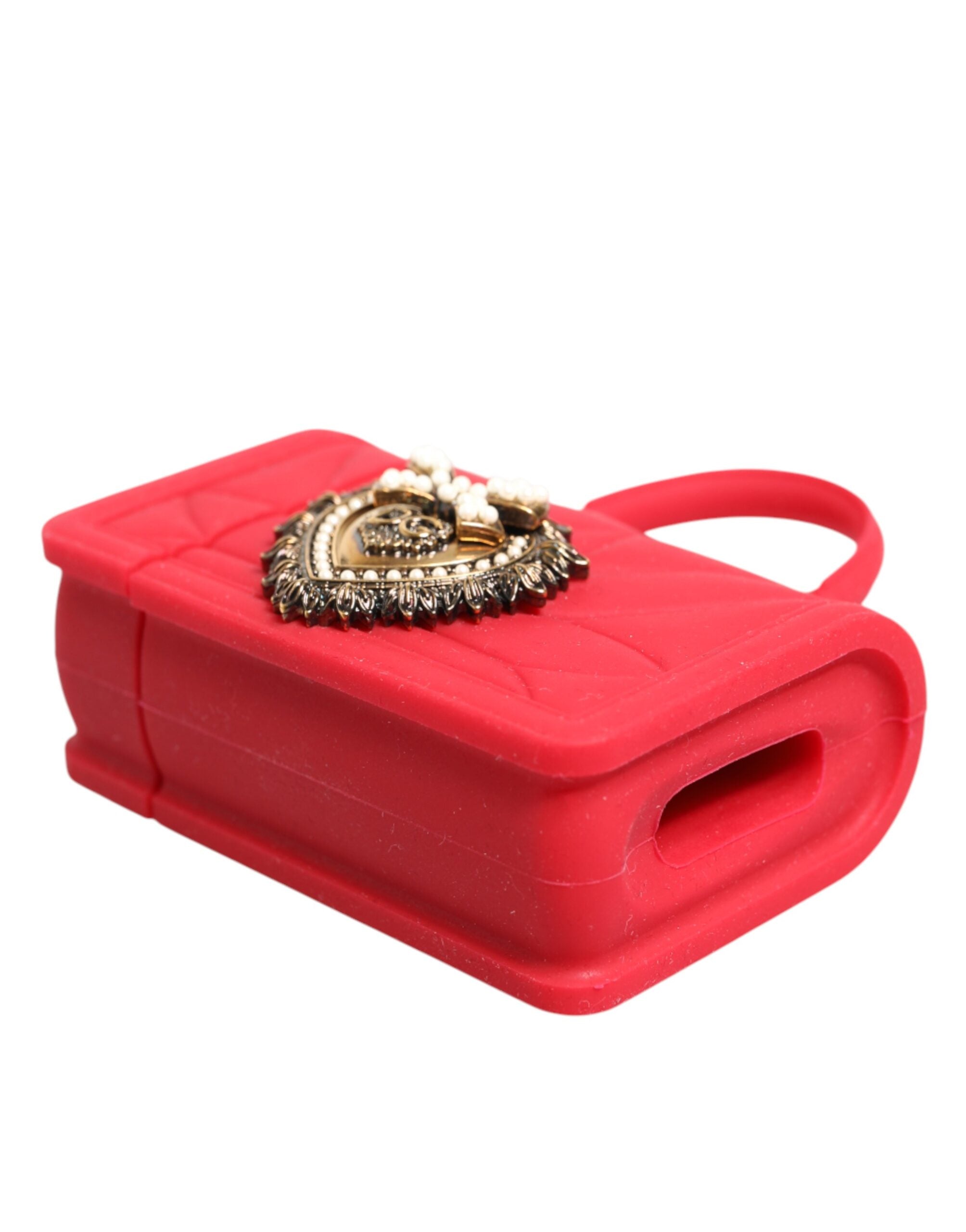 Dolce & Gabbana Red Silicone Devotion Heart Cover Bag Women Airpods Case