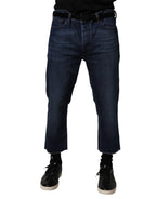 Vivienne Westwood Blue Mid Waist Cotton Men Cropped Denim Jeans