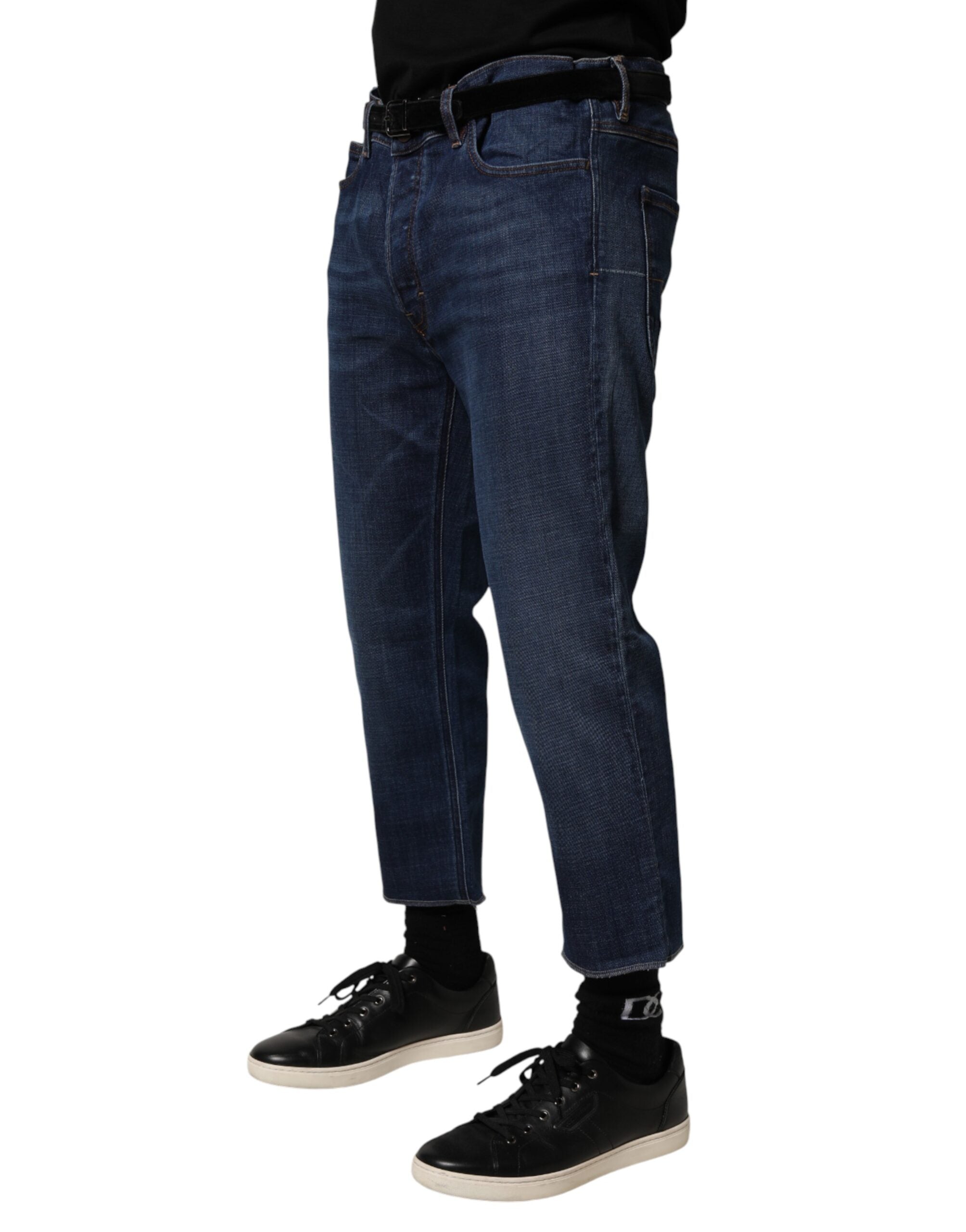 Vivienne Westwood Blue Mid Waist Cotton Men Cropped Denim Jeans