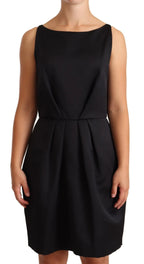 Cédric Charlier Black Sleeveless Pleated Aline Knee Length Dress