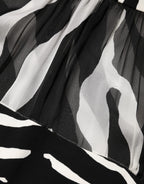 Dolce & Gabbana Zebra Print Chiffon Paneled Crop Blouse Top