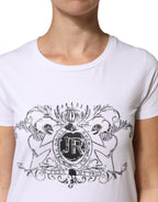 John Richmond White Printed Cotton Stretch Crew Neck T-shirt
