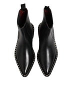 Dolce & Gabbana Black Studded Chelsea Short Ankle Boots Shoes