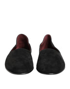 Dolce & Gabbana Black Leather Suede Slip On Loafers Dress Shoes