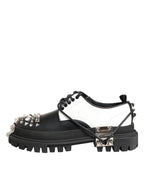 Dolce & Gabbana Black White Studded Men Formal Derby Shoes