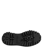 Dolce & Gabbana Black Leather Jeweled Crystals Derby Shoes