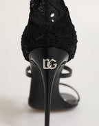 Dolce & Gabbana Black Floral Lace Heels SANDALS Shoes