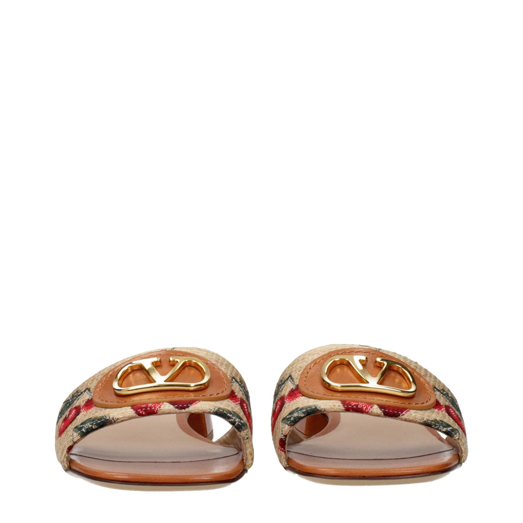 Valentino Garavani Beige Raffia Slippers