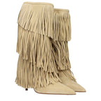 Paris Texas Beige Leather Flat Boots