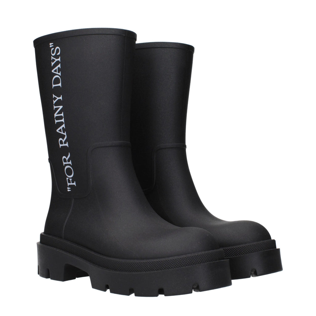 Off-White Black Cotton Ankle Boots