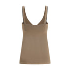 Brunello Cucinelli Brown Cotton Sleeveles T-Shirt