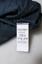 Dolce & Gabbana Dark Blue Silk Crew Neck Short Sleeve T-shirt