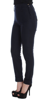 Ermanno Scervino Blue Virgin Wool Slim Fit Casual Pants