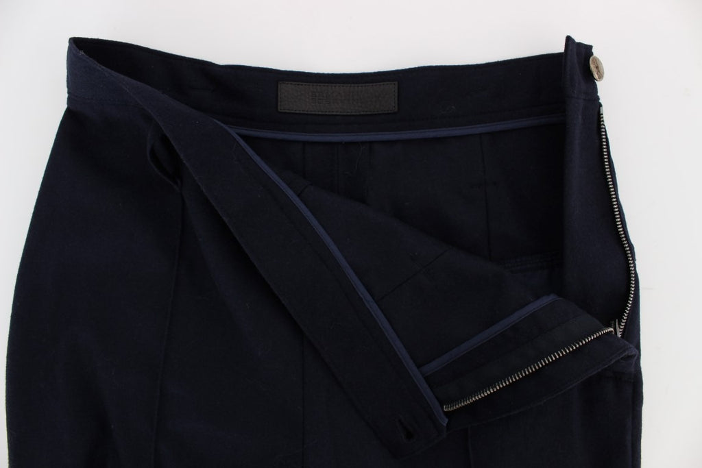 Ermanno Scervino Blue Virgin Wool Slim Fit Casual Pants