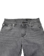 Dolce & Gabbana Gray Cotton Mid Waist Skinny Denim Jeans