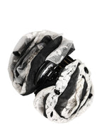 Dolce & Gabbana Black White Silk Floral Lace Crystal Accessory Hair Claw