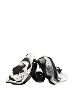 Dolce & Gabbana Black White Silk Floral Lace Crystal Accessory Hair Claw