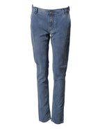 Nine In The Morning Blue Cotton Stretch Men Chino Trouser Pants