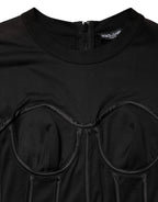 Dolce & Gabbana Black Cotton Bustier Corset Short Sleeves T-shirt
