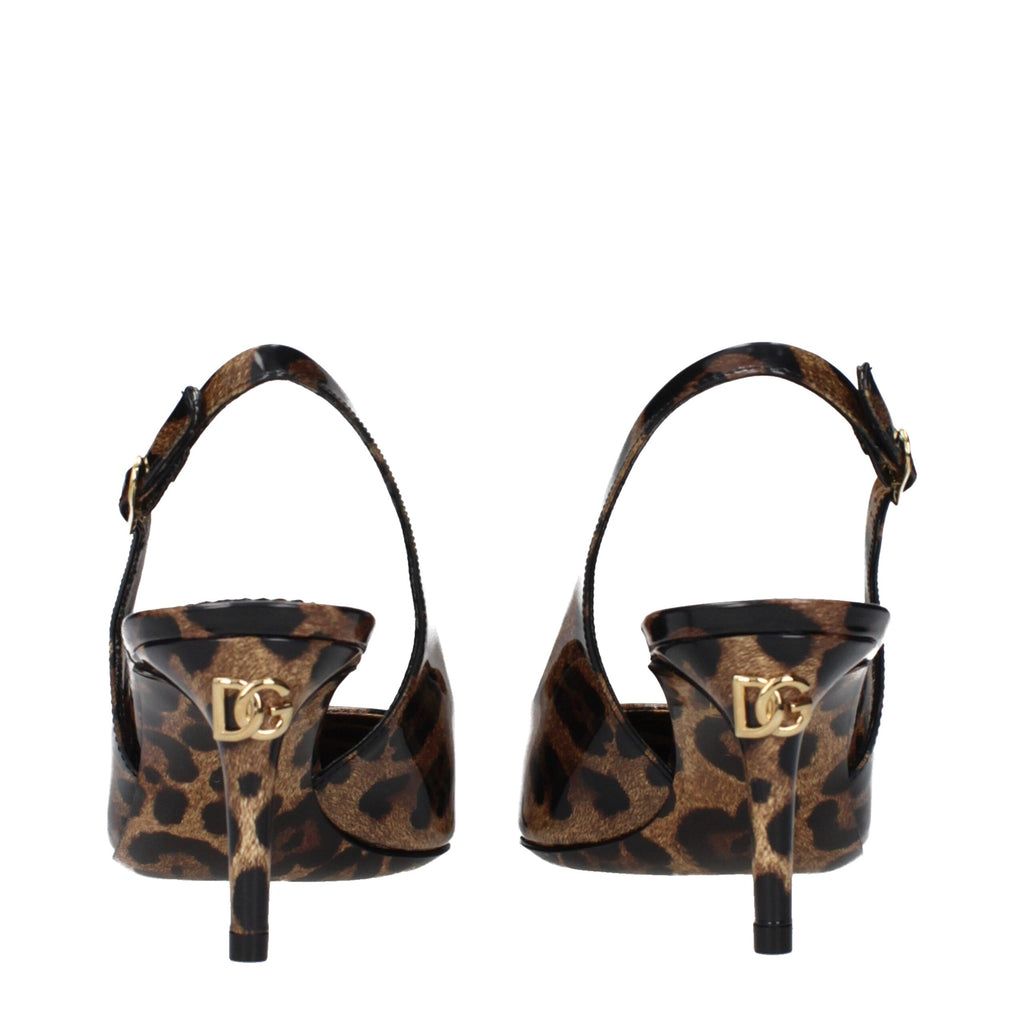 Dolce & Gabbana Brown Leather Stiletto Heel Sandals