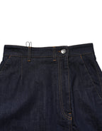 Dolce & Gabbana Dark Blue Cotton A-line Denim Midi Skirt