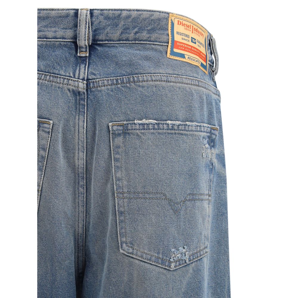 Diesel Blue Cotton Relaxed Fit Jeans