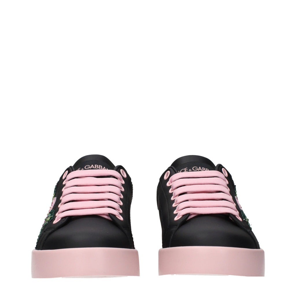 Dolce & Gabbana Black Leather Sneakers