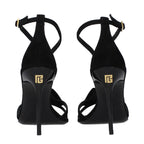 Balmain Black Leather Stiletto Heel Sandals