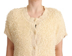 Philosophy Beige Black Short Sleeve Button Cardigan Sweater