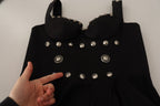 Fausto Puglisi Silk Black Studded Sleeveless A-line Max Dress