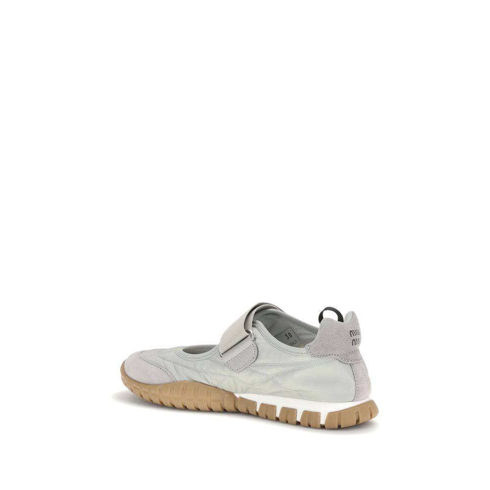 Miu Miu Gray Recycled Polyamide Ballet Flats