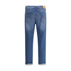 Brunello Cucinelli Blue Cotton Straight-Leg Jeans