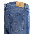 Brunello Cucinelli Blue Cotton Straight-Leg Jeans