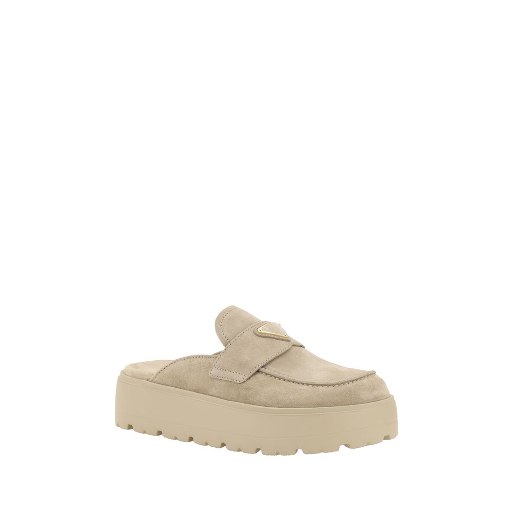 Prada Beige Calf Leather Bos Taurus Mules