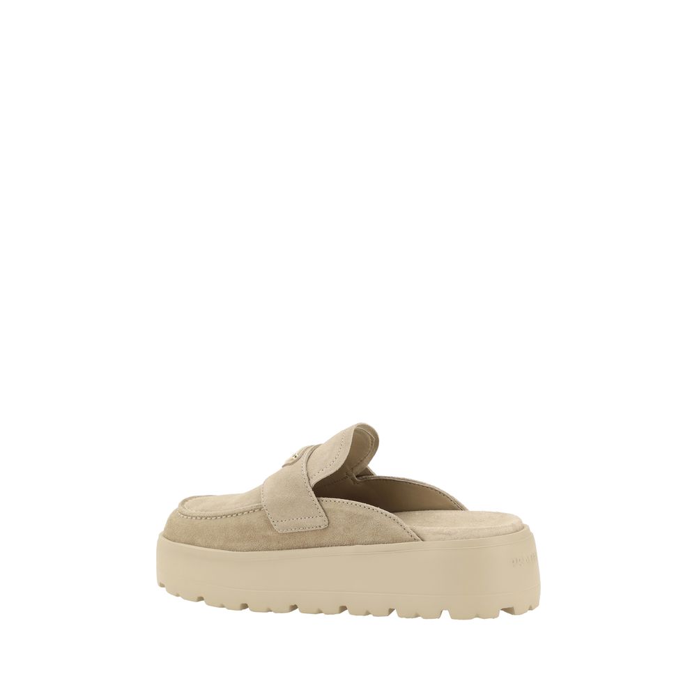Prada Beige Calf Leather Bos Taurus Mules