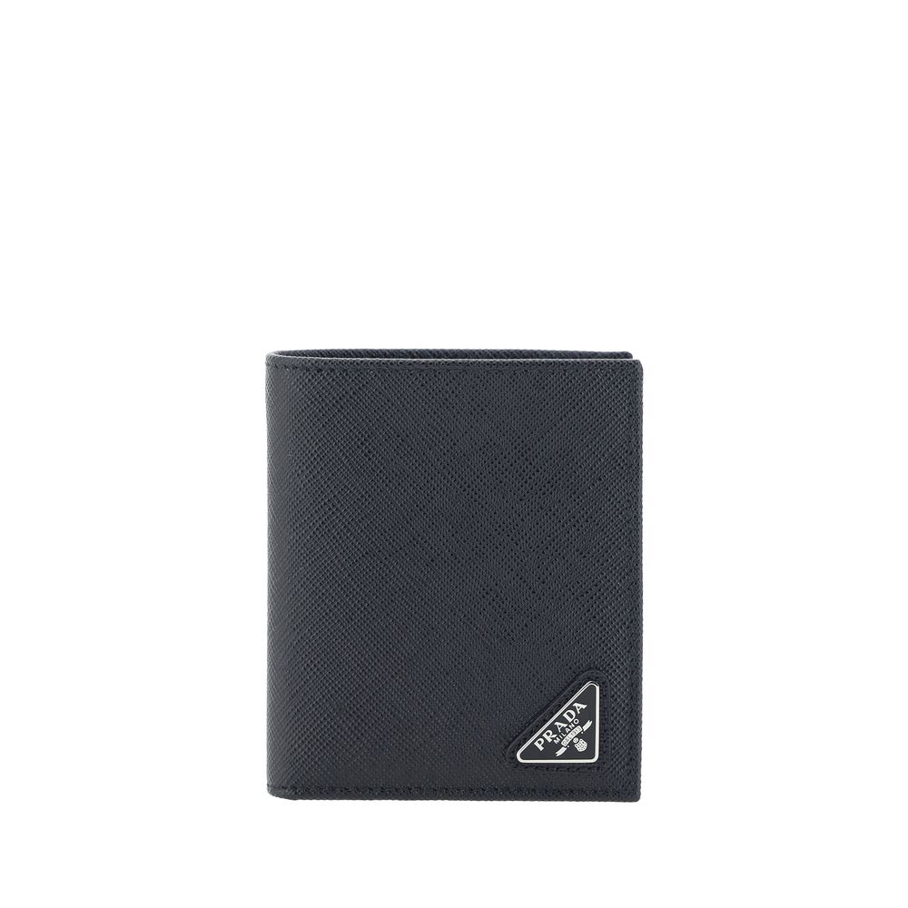 Prada Black Calf Leather Bos Taurus Wallet