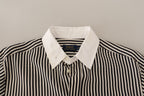 Polo Ralph Lauren Black White Striped Long Sleeves Collared Top