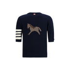 Thom Browne Blue Fleece Wool Sweatshirt