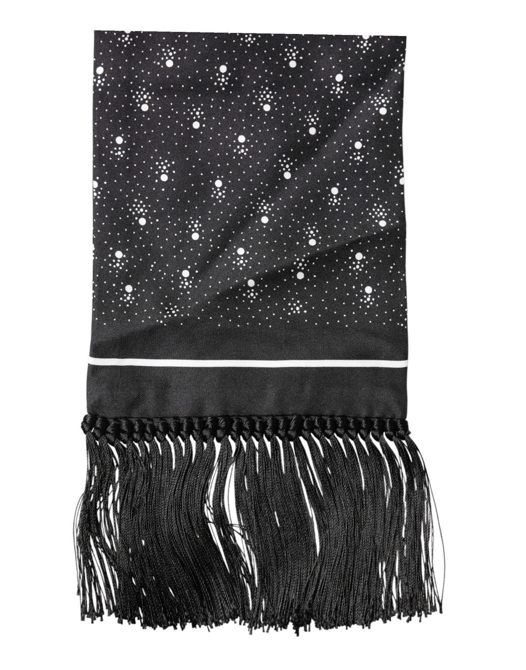 Dolce & Gabbana Black Silk Dotted Men Neck Wrap Shawl Scarf