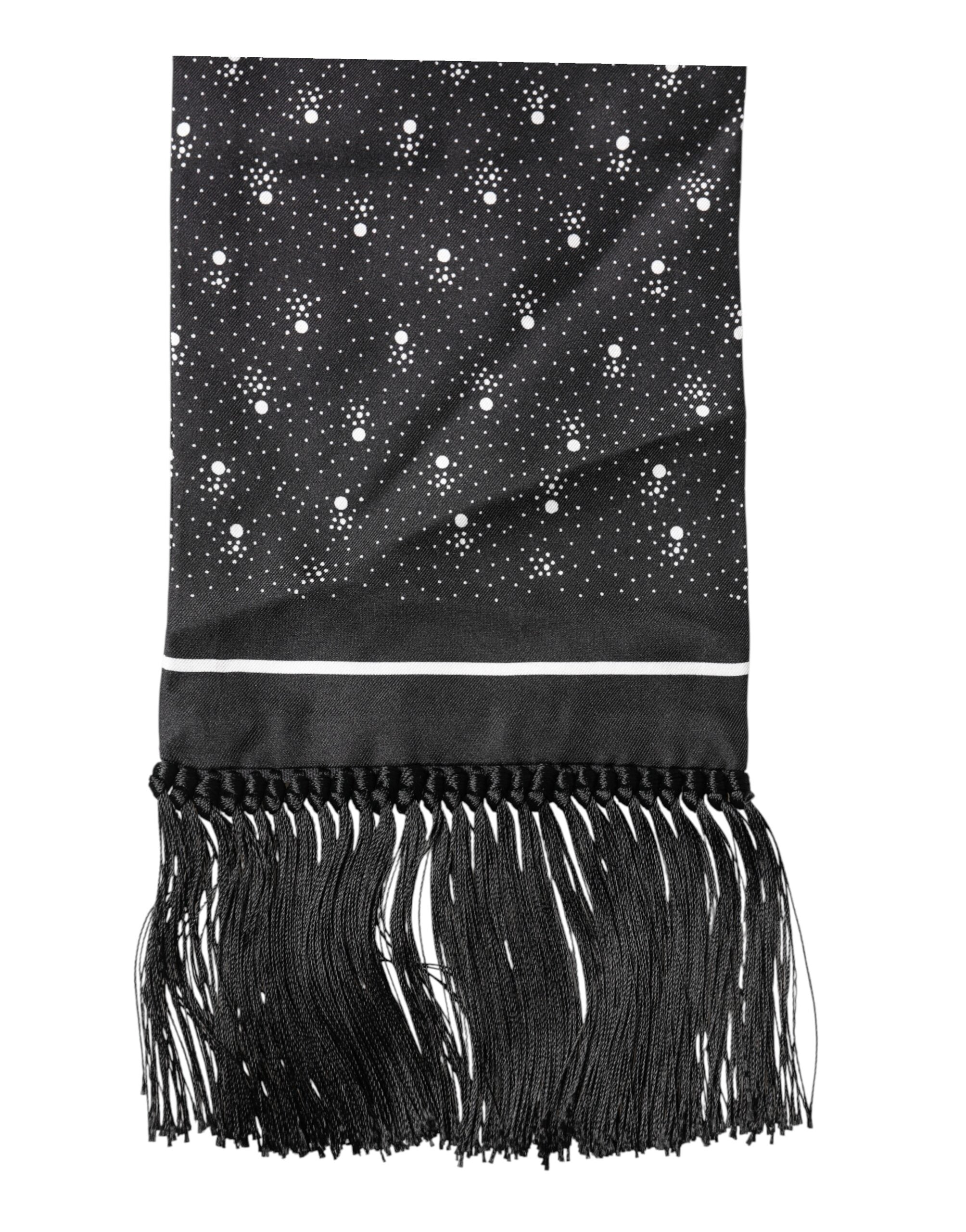 Dolce & Gabbana Black Silk Dotted Men Neck Wrap Shawl Scarf