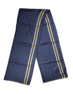 Dolce & Gabbana Blue Cashmere Neck Wrap Shawl Fringes Scarf