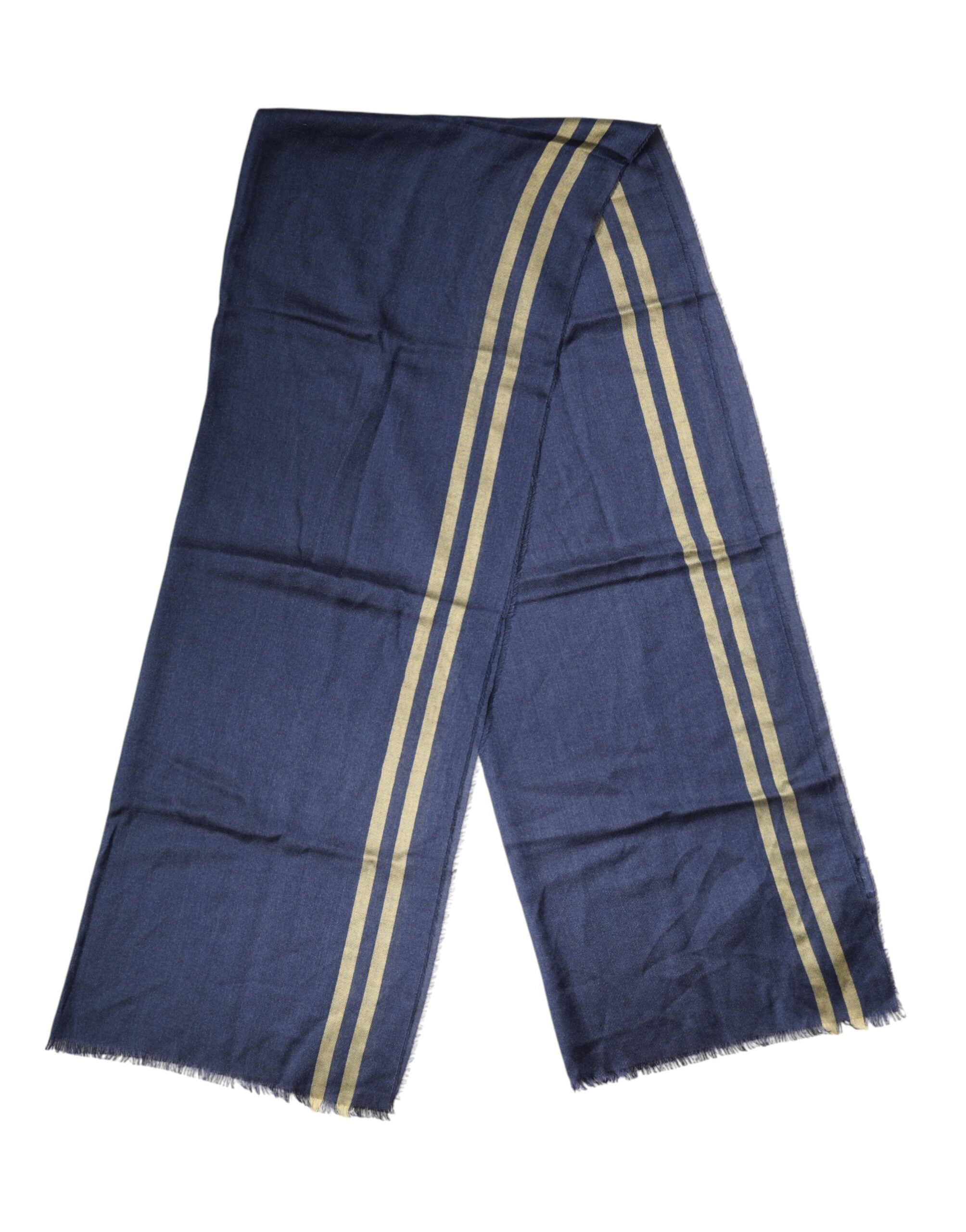 Dolce & Gabbana Blue Cashmere Neck Wrap Shawl Fringes Scarf