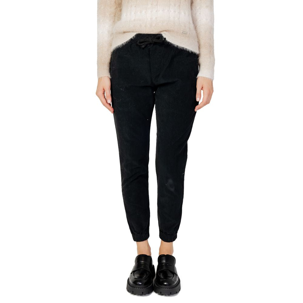 Hanny Deep Black Cotton Athletic Pants
