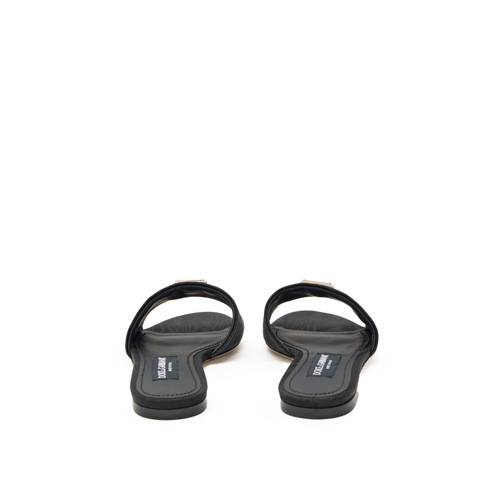 Dolce & Gabbana Black Polyester Slippers