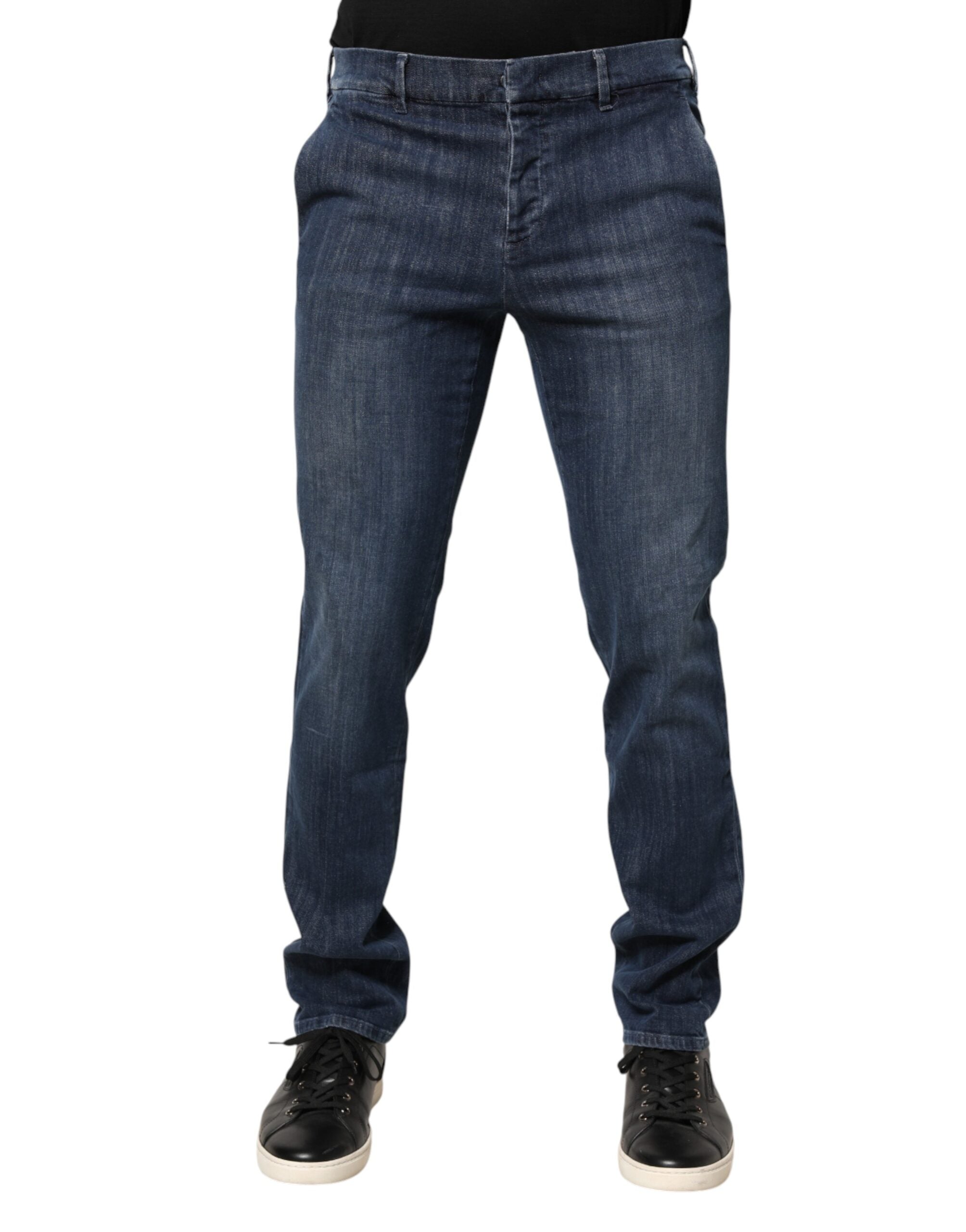 Prada Dark Blue Mid Waist Skinny Fit Men Denim Trouser Jeans